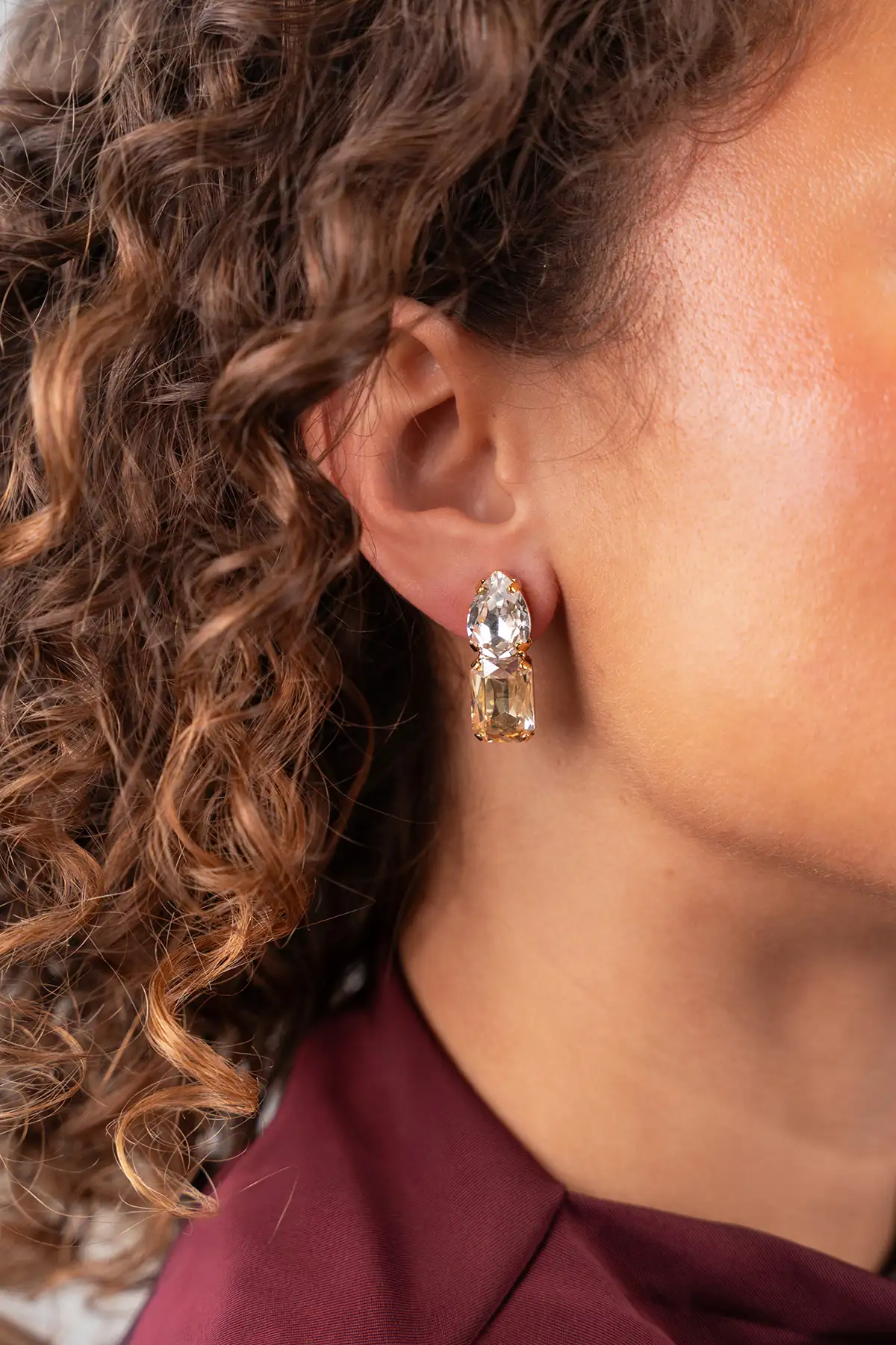 Kristallen Oorbellen Teardrop Rectangle Dani