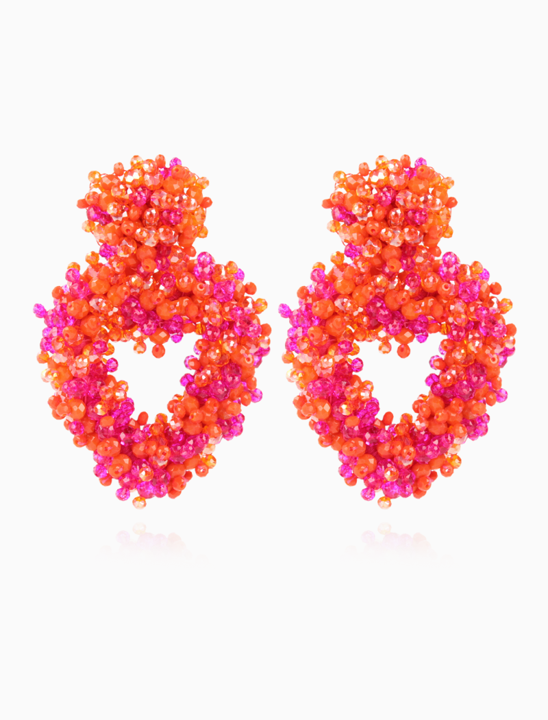 Mixed Fuchsia Hart Oorbellen Valentina