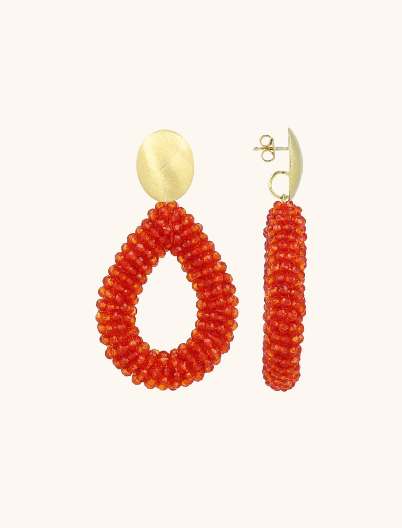 Neon Rode Oorbellen Drop L Irregular Stones Berry