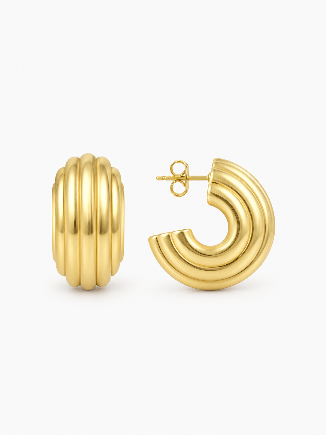 Brass - Gold CL Earring w/ Horizontal Bumps S Brushed