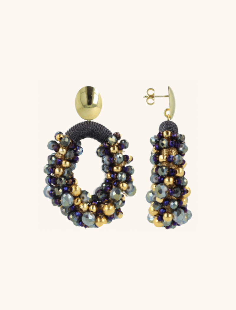 Green Purple Earrings Opheilia Combi Oval M