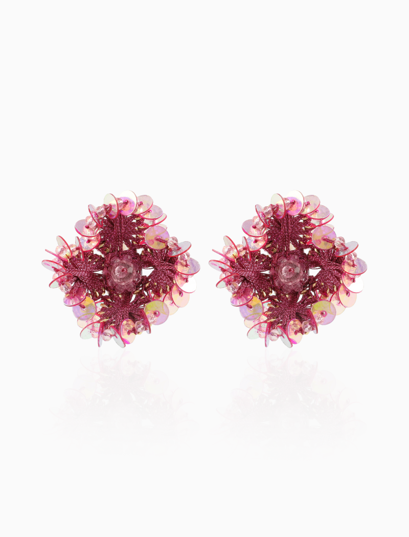 Roze Oorbellen Flower w/ Sequins Clip Earring S Aster