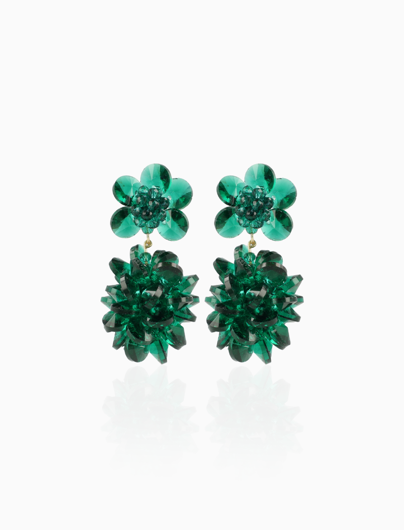 Groene Oorbellen Thick Oval Crystal Sequins Sam
