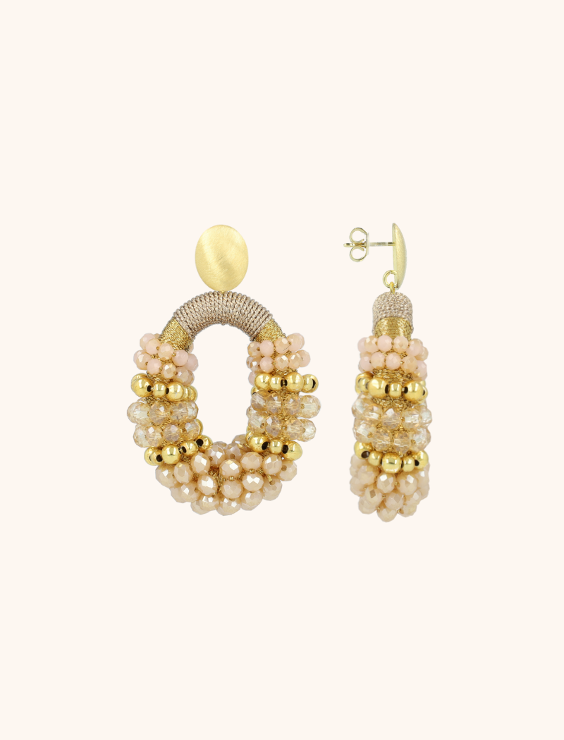 Beige Tangerine Earrings Viv Combi Oval M