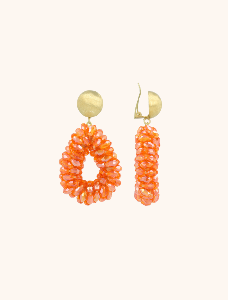 Orange earrings Anne Drop S marquis lion clip