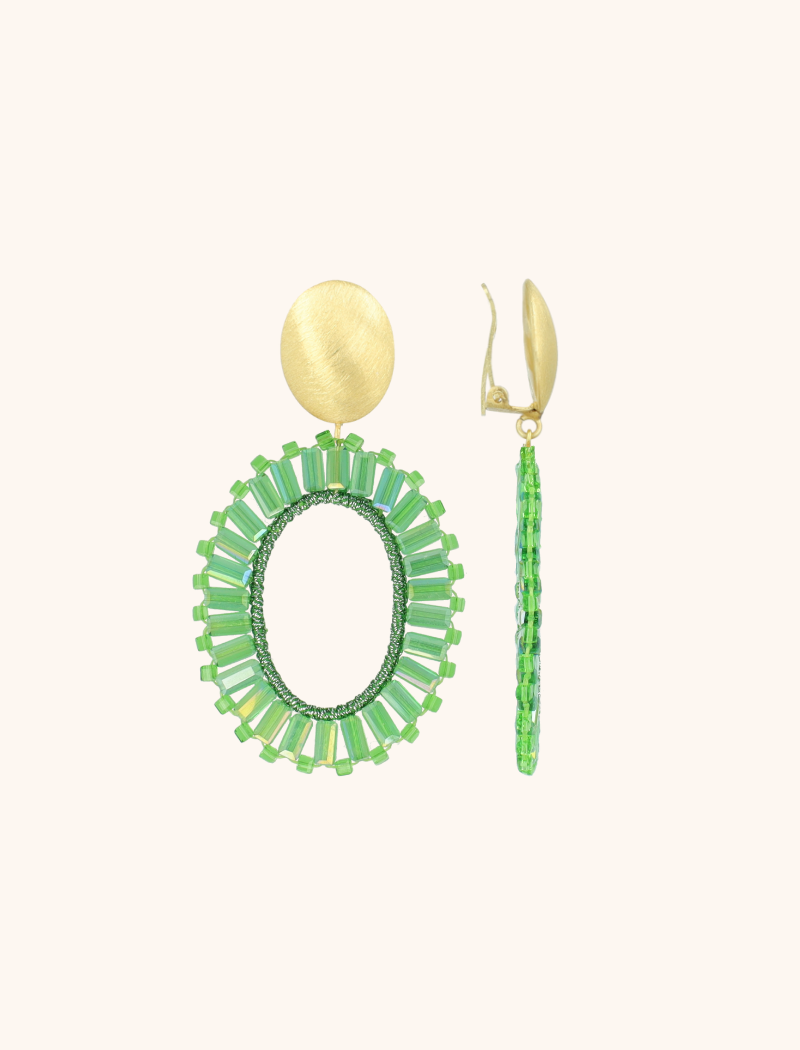 Green Earrings Tonal Naomi Oval M Clip