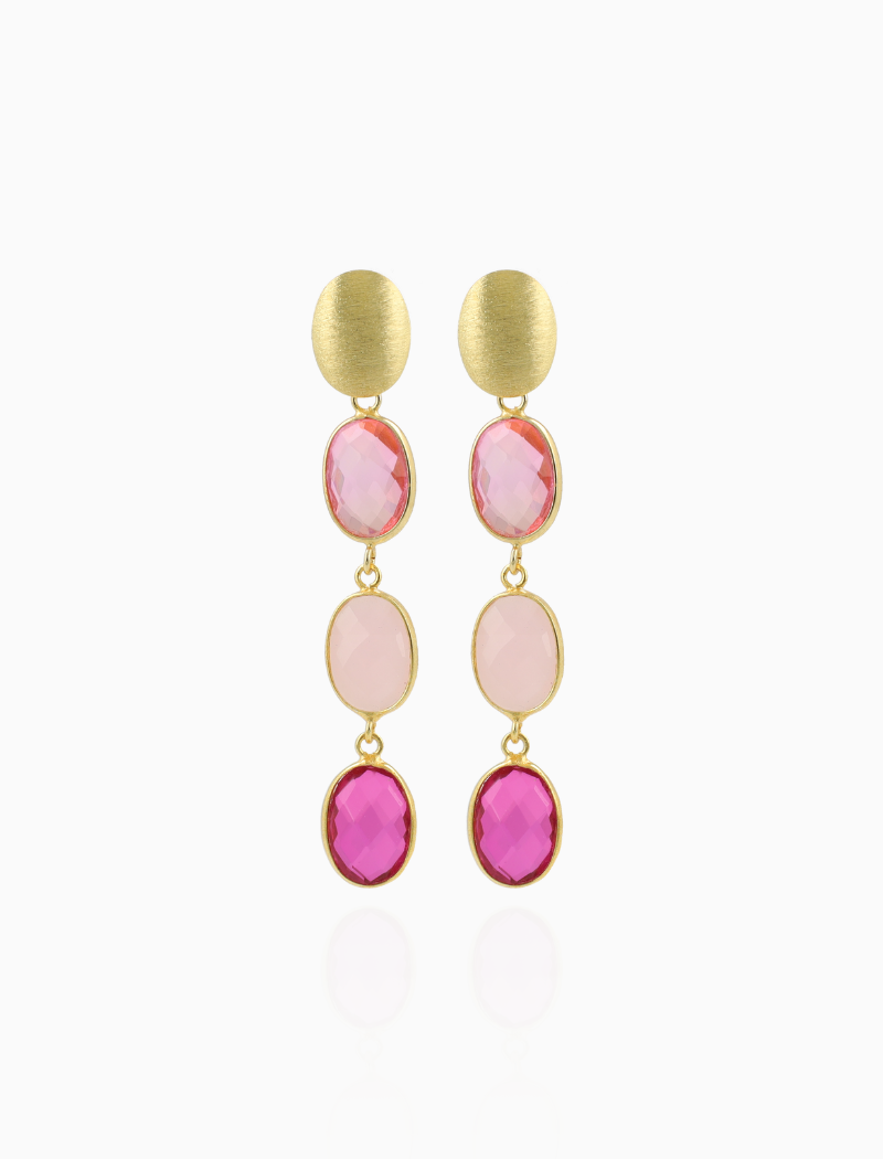 Fuchsia Oorbellen Three Framed Stones April