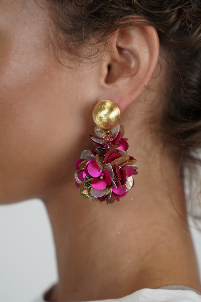 Sequin Earrings Metallic Fuchsia Pixie Double Globelott-theme.productDescriptionPage.SEO.byTheBrand