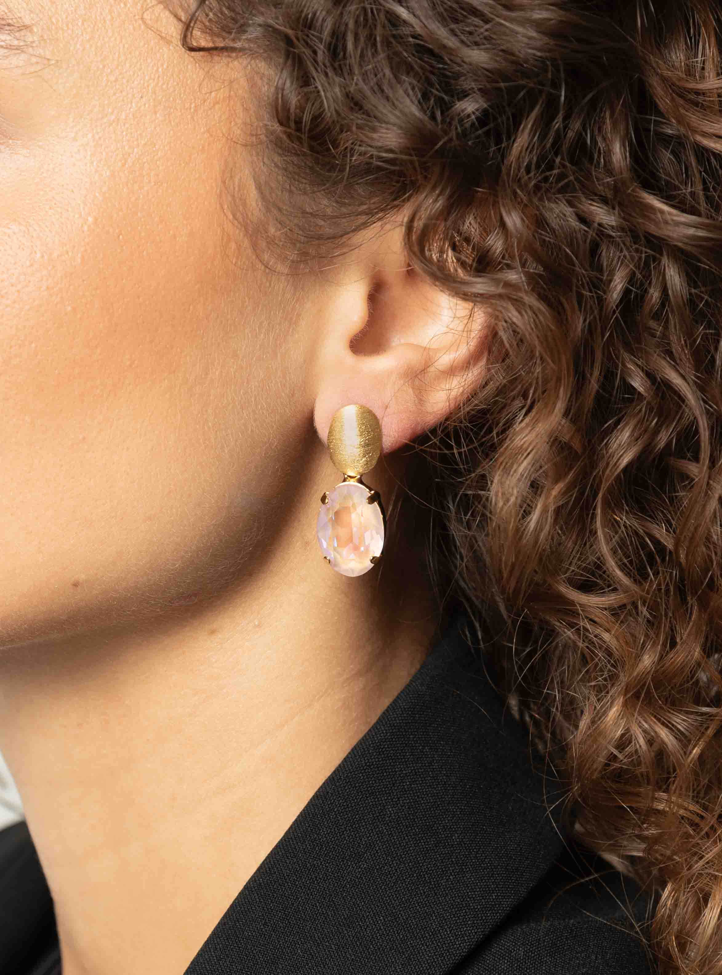 Daan Oorbellen Ovaal Strass Pendant S Yellow Powder