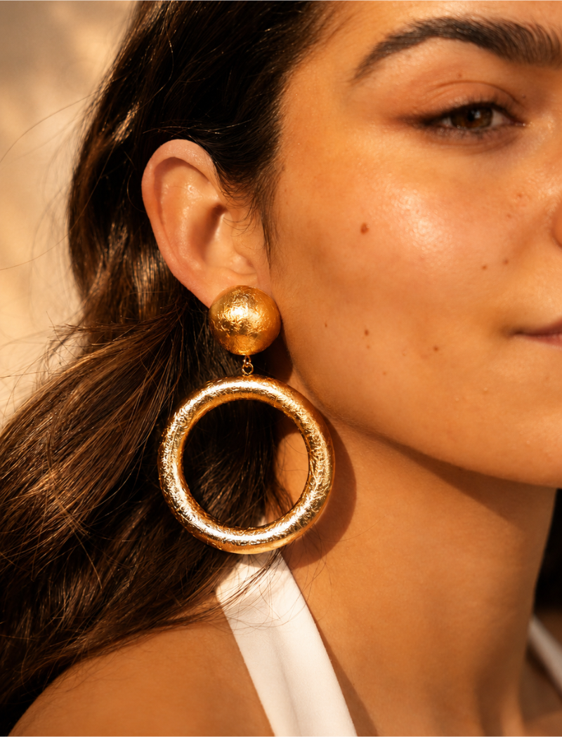 Gold Colored Earrings Giselle Round Hoop