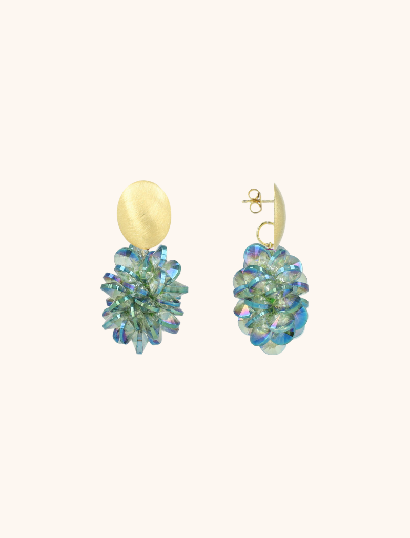 Metallic Green Oorbellen Crystal Grape Sam