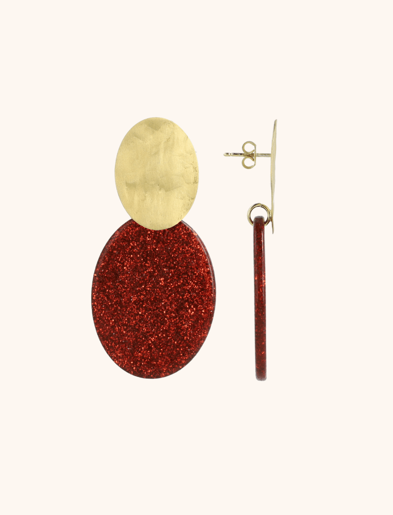 Rode Glitter Oorbellen Celia Ovaal Slott-theme.productDescriptionPage.SEO.byTheBrand