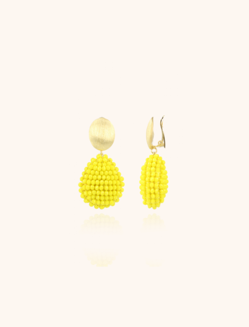 Yellow clip earrings Loulou Hollowed Drop M
