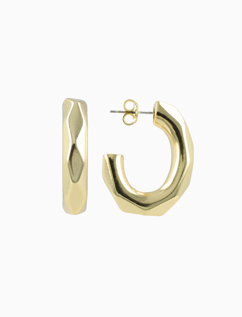 Goudkleurige Oorbellen Ovaal Creool Faceted Vintage L