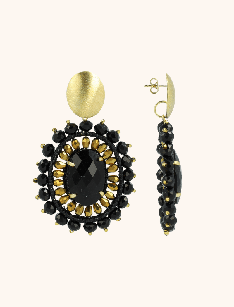 Gold-tone Black Earrings Jamie Oval L With Stone