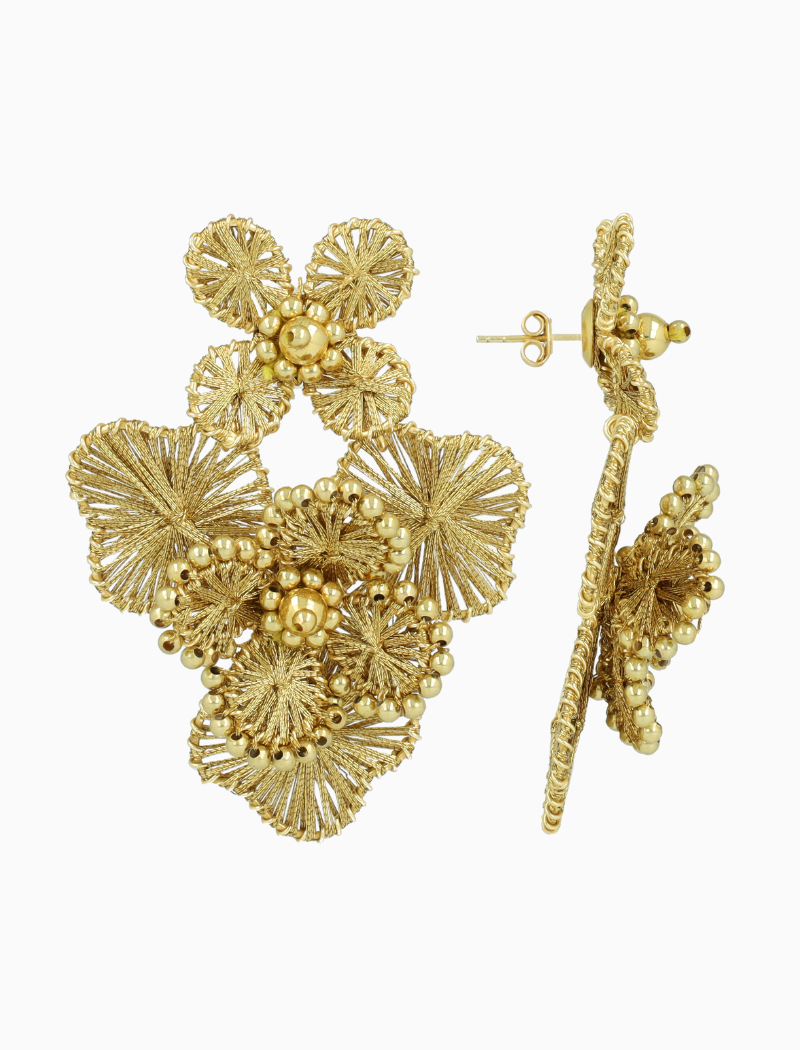 Gold-Colored Earrings Debby Double Flower L