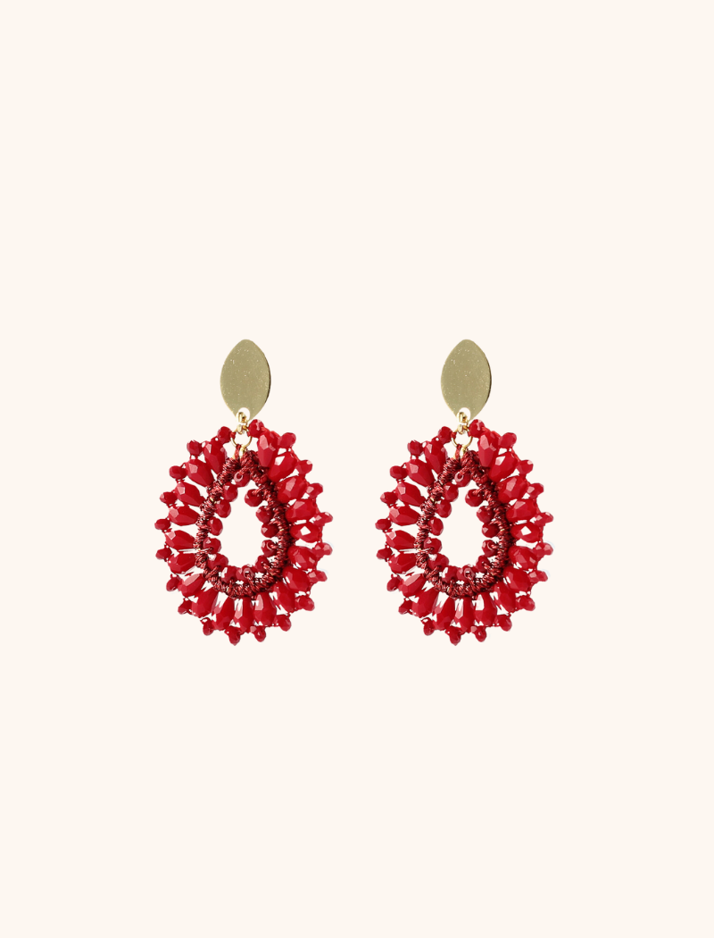 Robin Silk drop crystal S red earrings