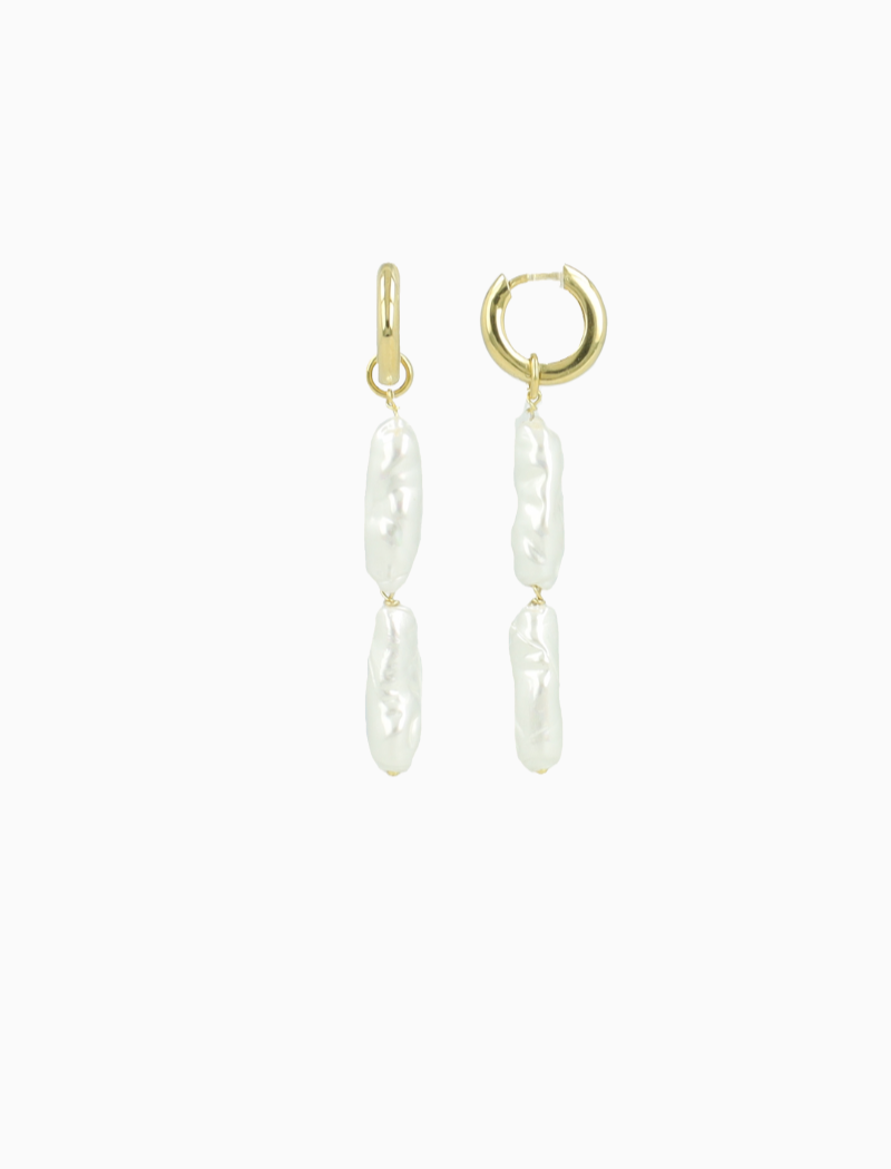 Double Long Shells Earrings - Pearl