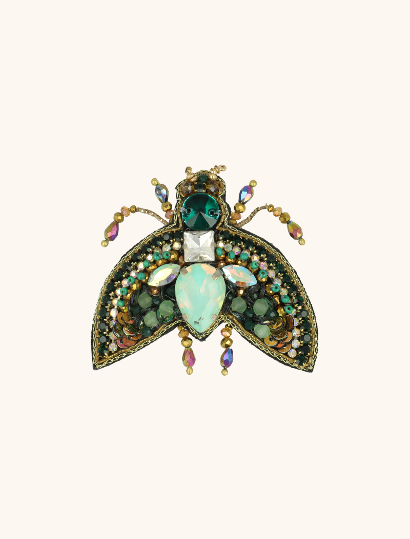 Broche Butterfly w/ Big Stone - Purple/Green Mix 