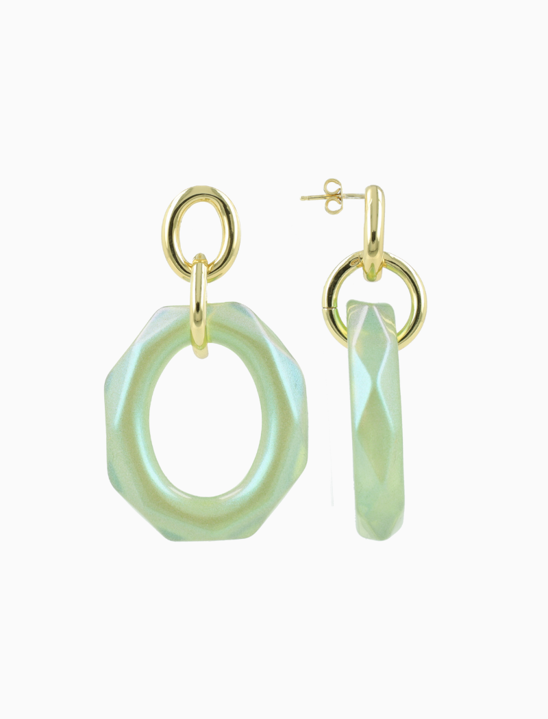 Mint Holo Earrings Debby Open Oval L 