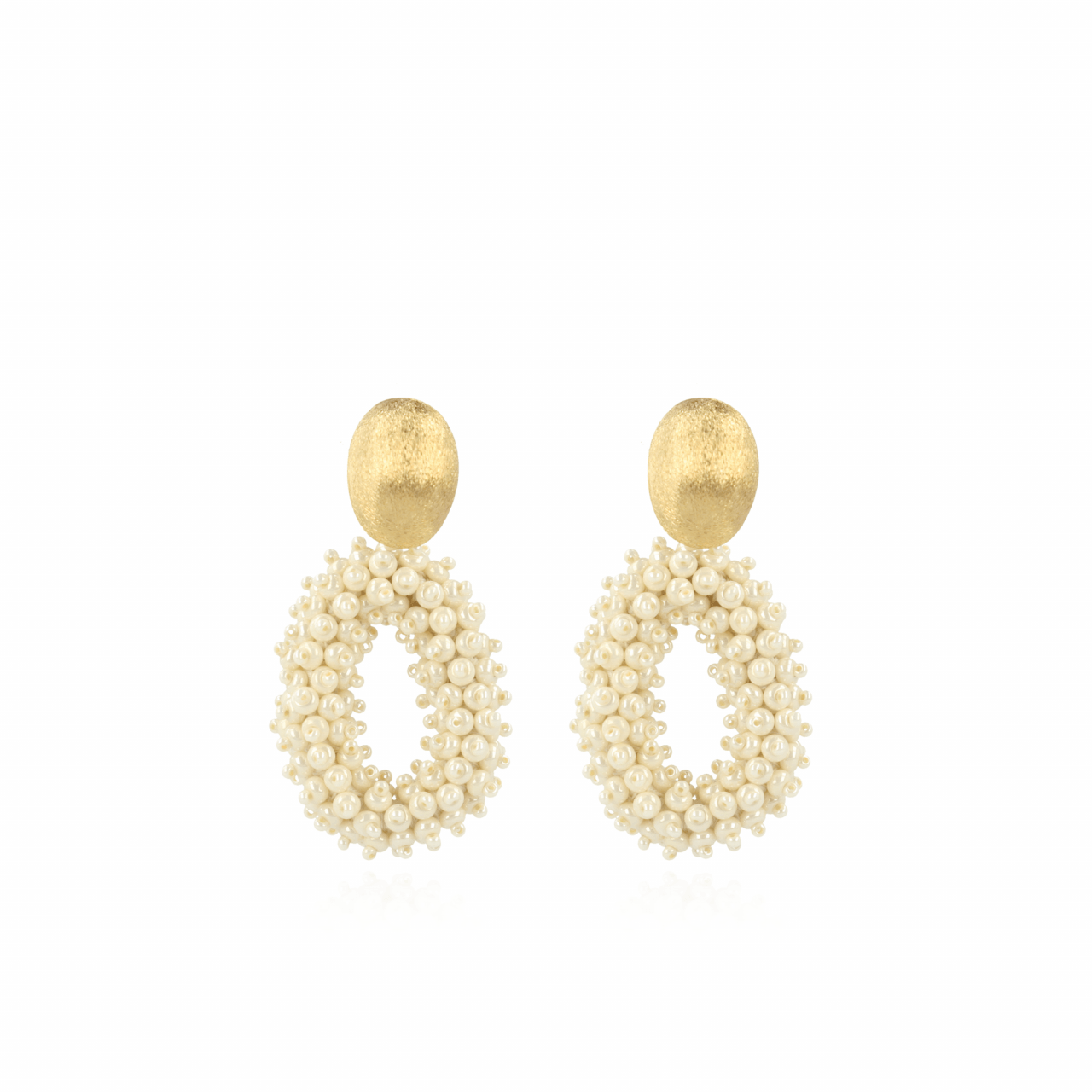Parel oorbellen glassberry ovaal M double stones