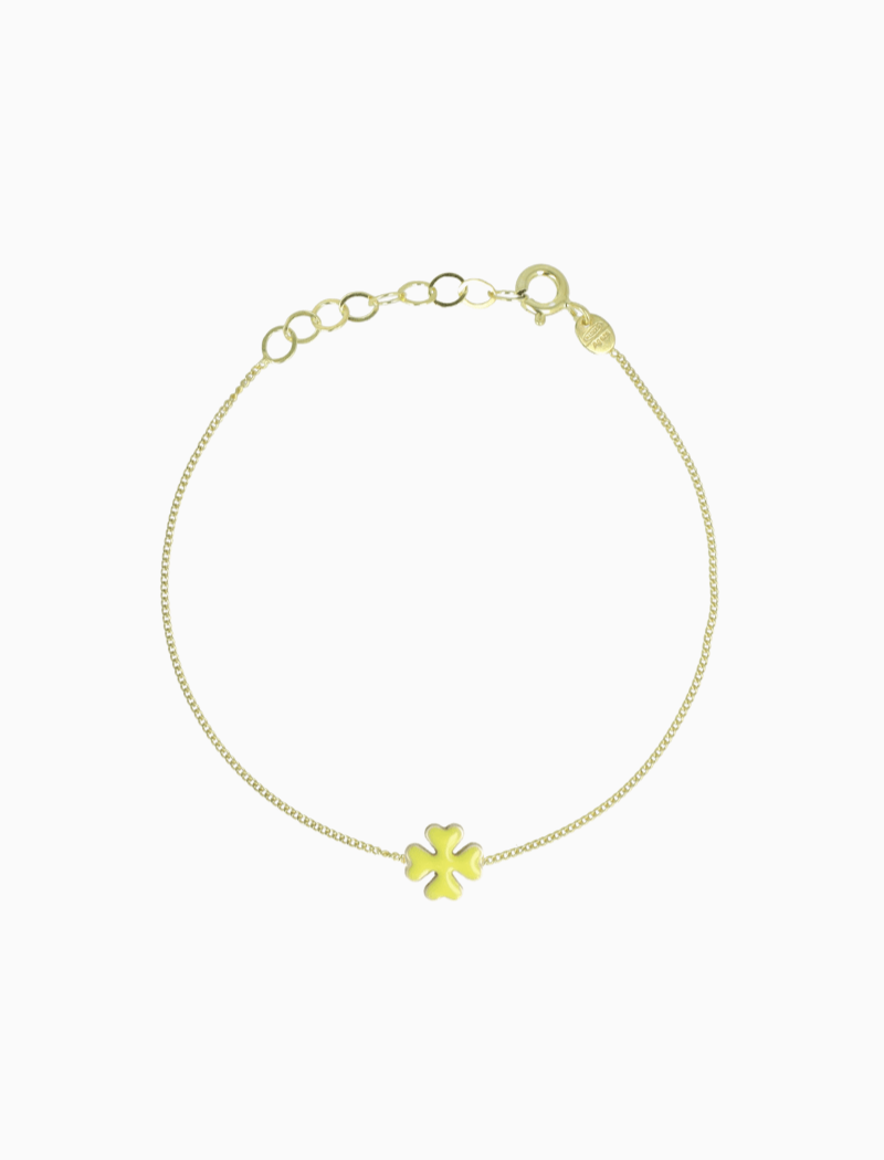 Symbolarmband Kleeblatt Emaille Gelb