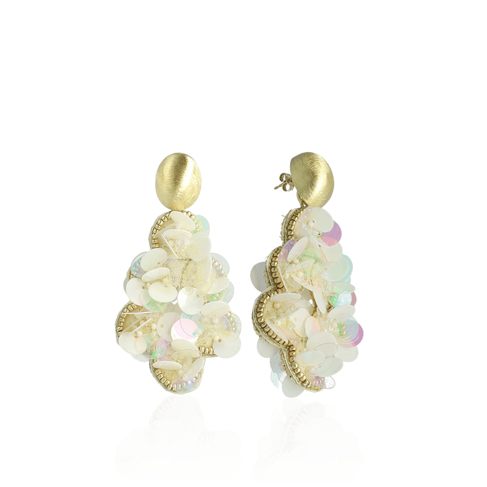 Sequin earrings Holo pearl Butterfly Drop L