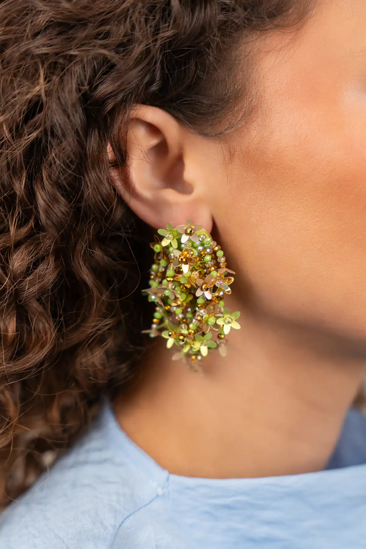 Groene Oorbellen Lilly Flower Strings M