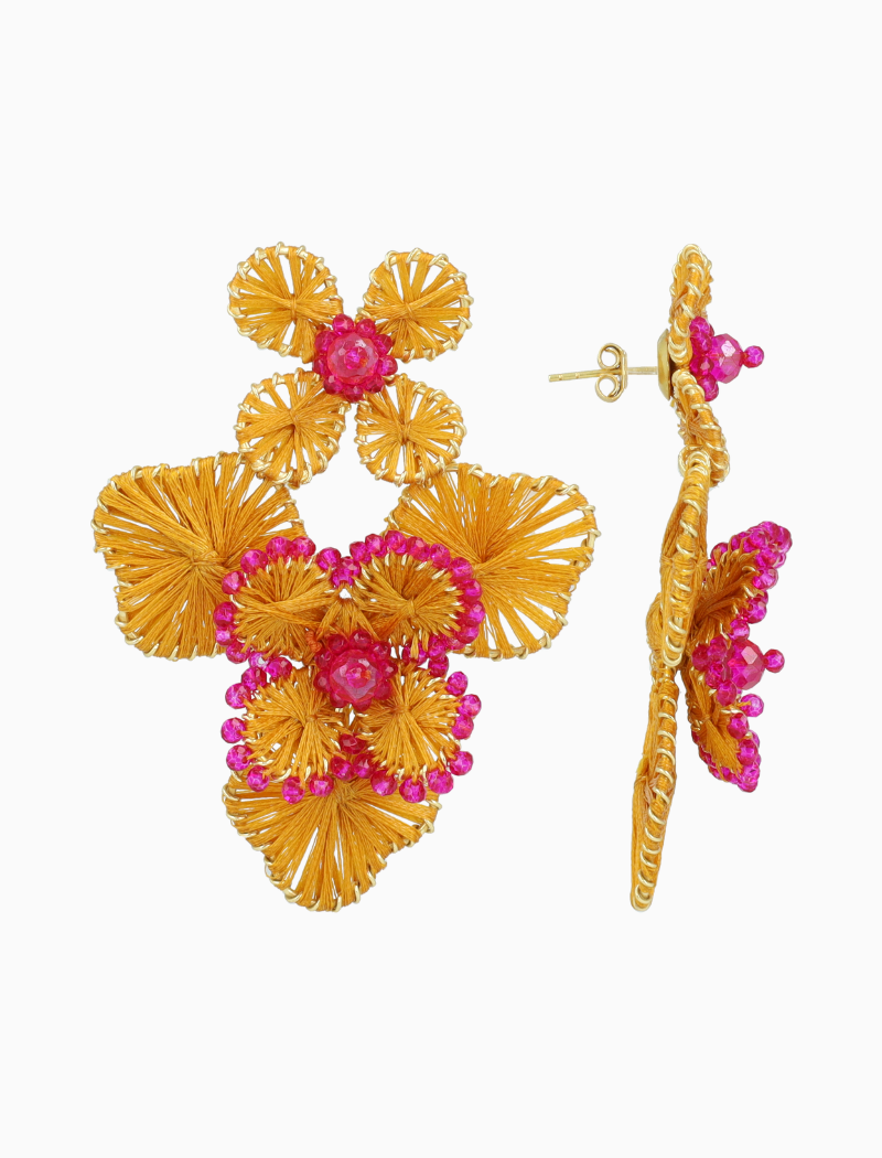 Oranje Oorbellen Debby Double Flower L