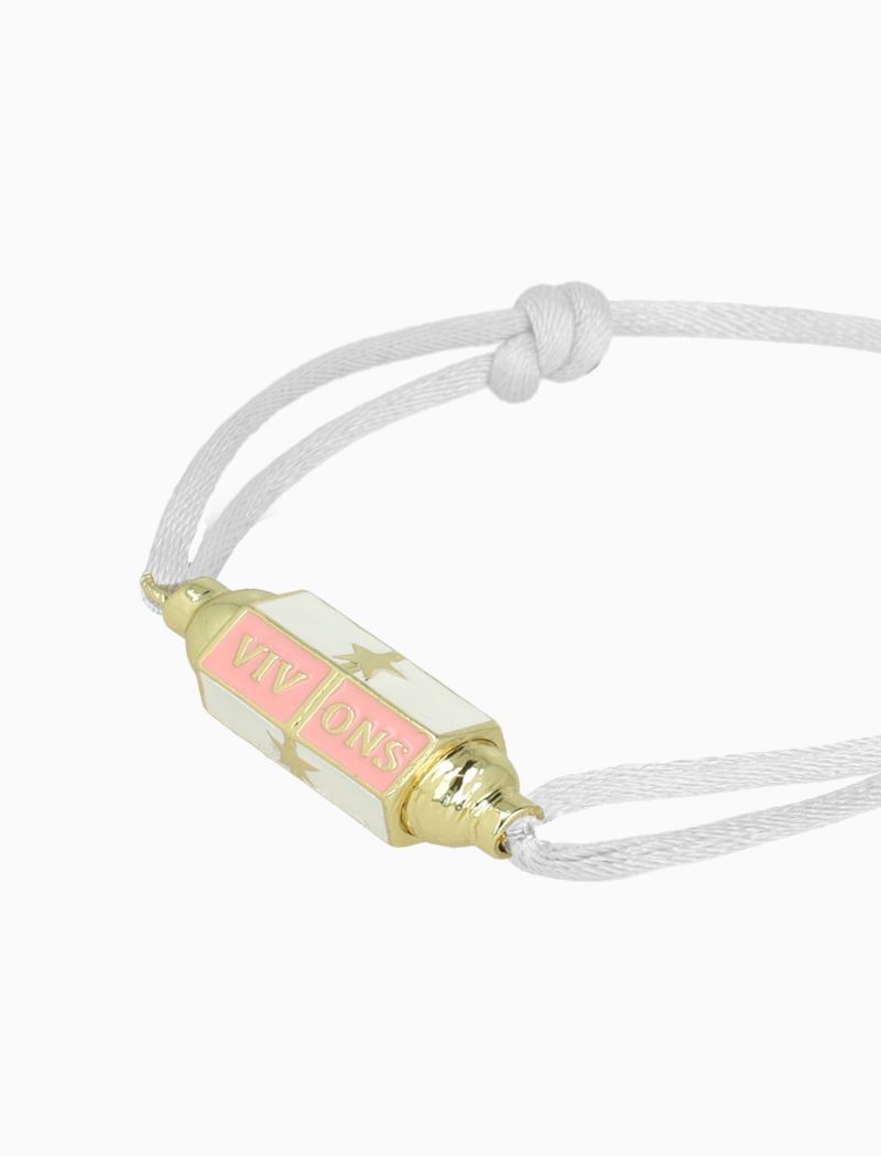 Armband Satin Viv Ons Charm - Roze/Wit 