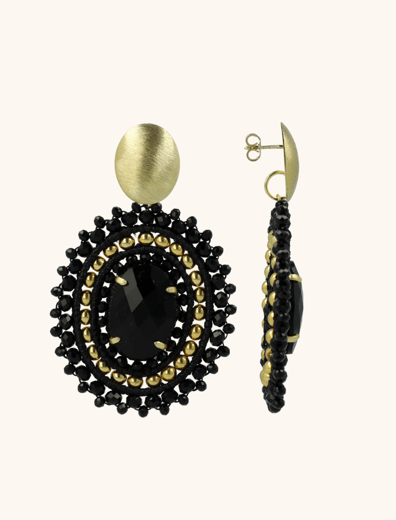 Gold-tone Black Earrings Jamie Oval L With Stone