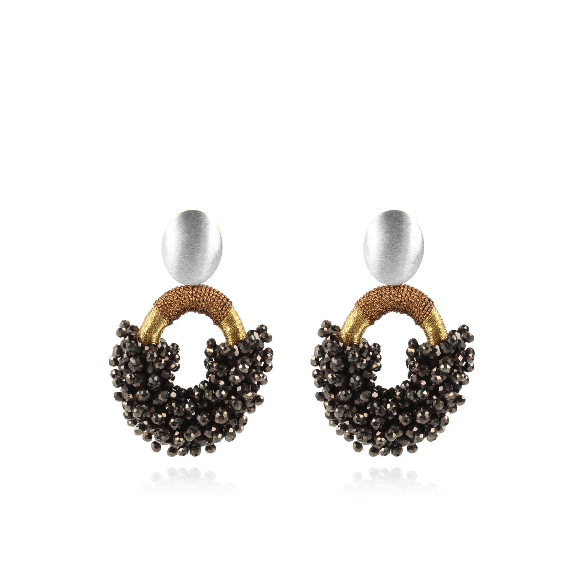 Metallic Bruine Oorbellen Combi Oval M Double Stoneslott-theme.productDescriptionPage.SEO.byTheBrand