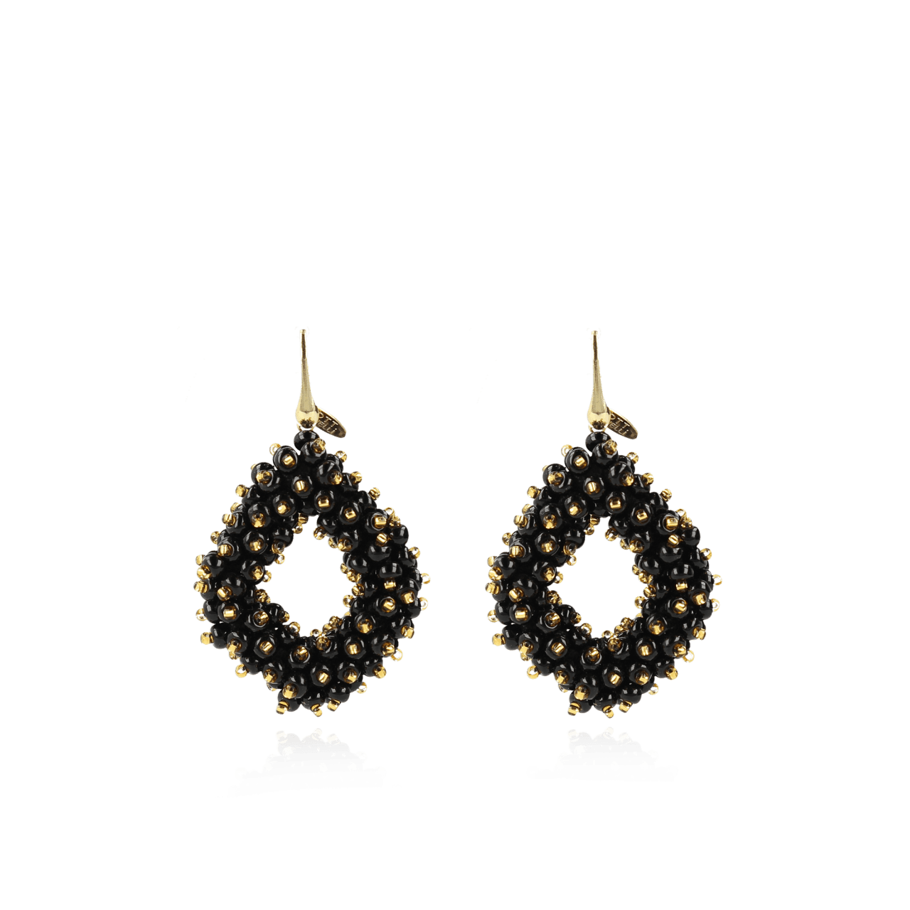 Holly black  double stones glassberry ace L earrings 