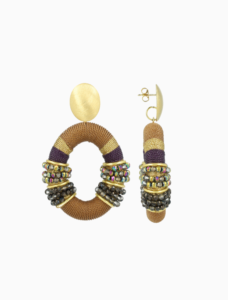 Bruine Oorbellen Elle Combi Oval Deluxe L