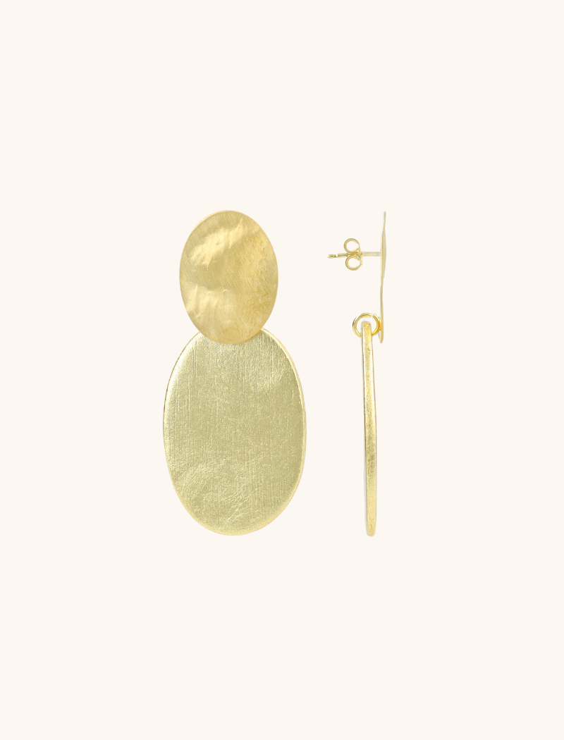 Goldene Holz Ohrringe Maya Geschlossen Oval S