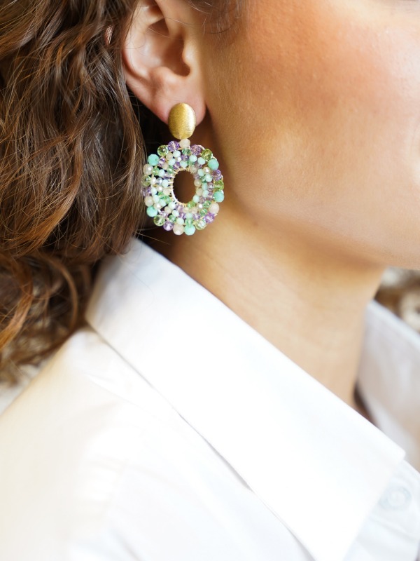 Mixed turquoise earrings Mia Open Oval S