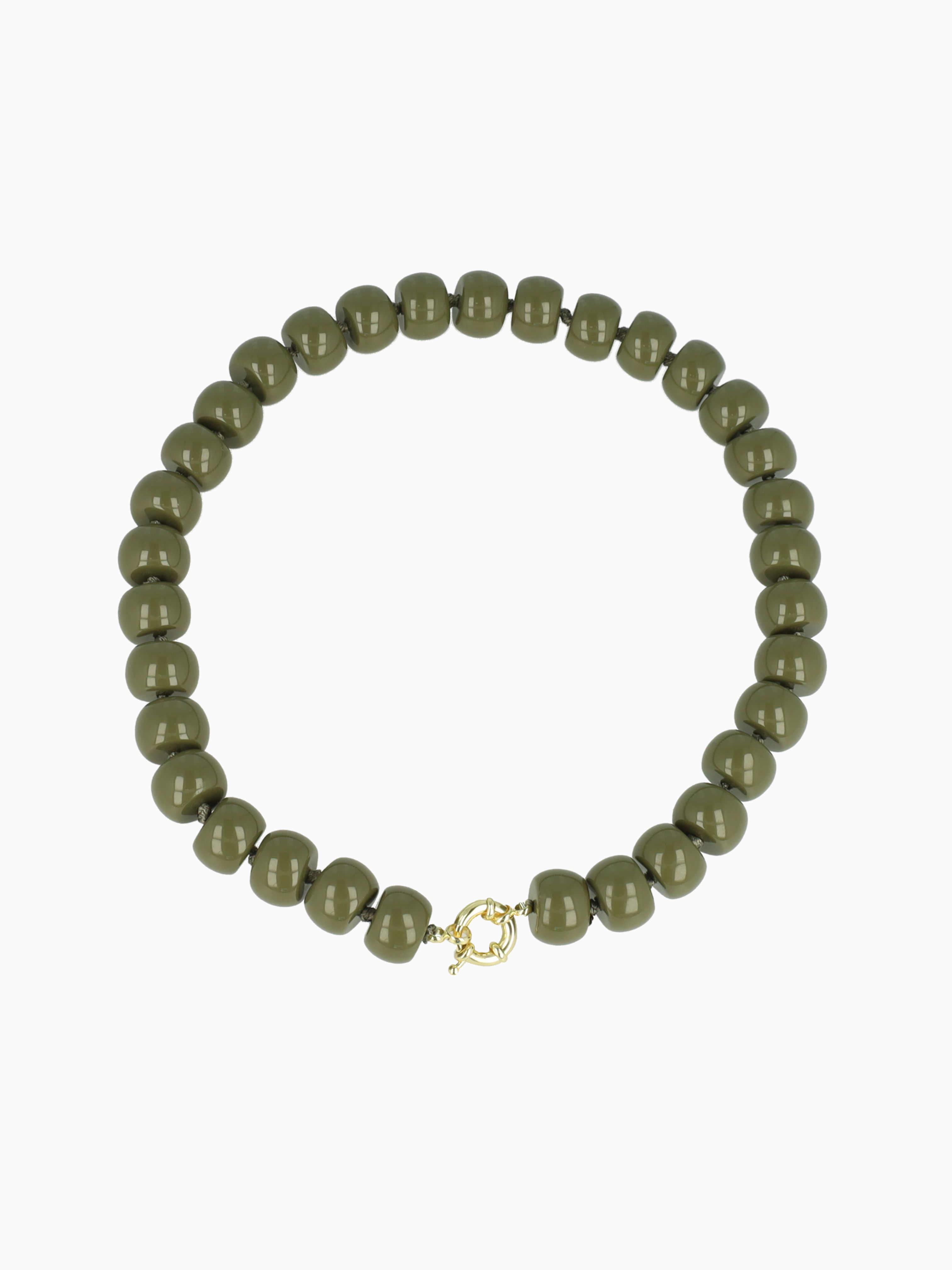 Groene Ketting met Rondel Steentjes