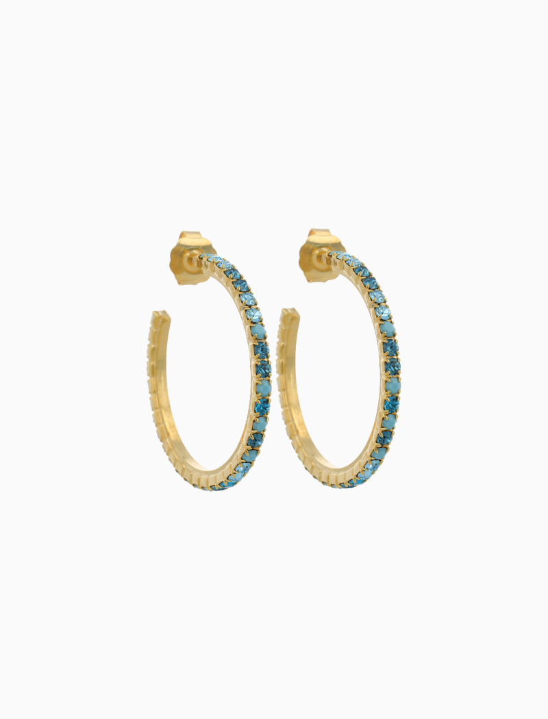 Gouden Oorbellen Tennis Creool Multi Turchese Fine Stones L Noor