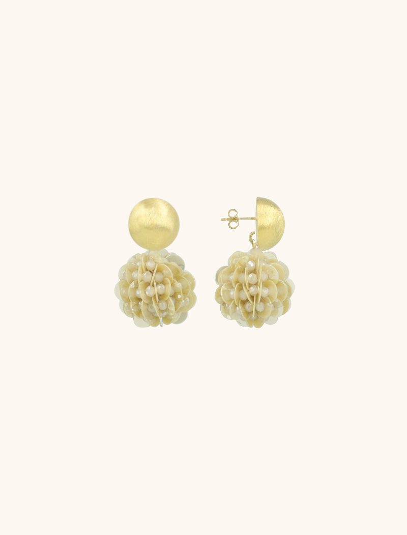 Beige Oorbellen Sanne Fine Sequin Globe S