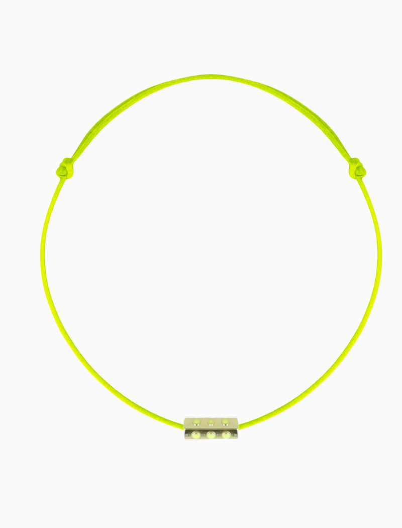 Necklace Satin Dots Charm - Yellow