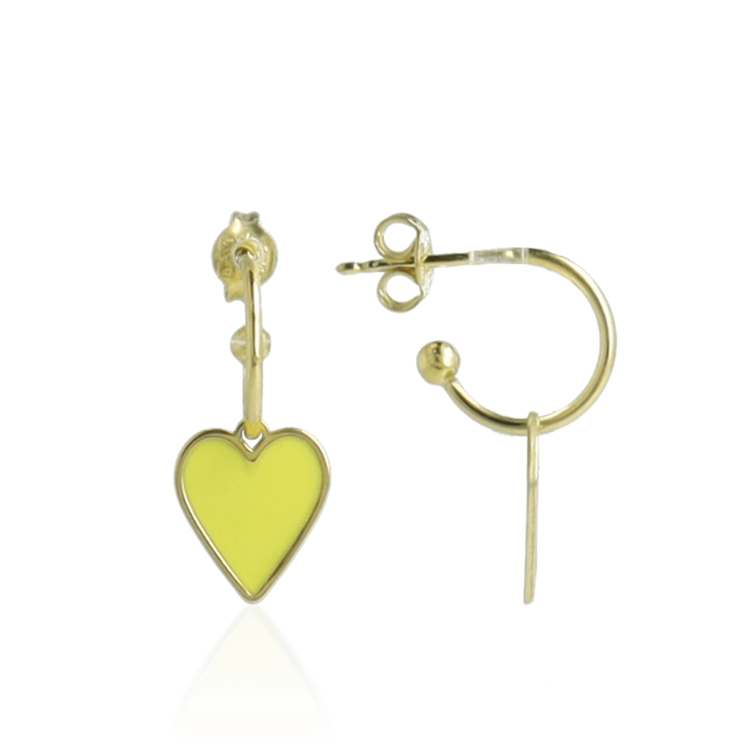 Symbol earrings heart pendant yellow