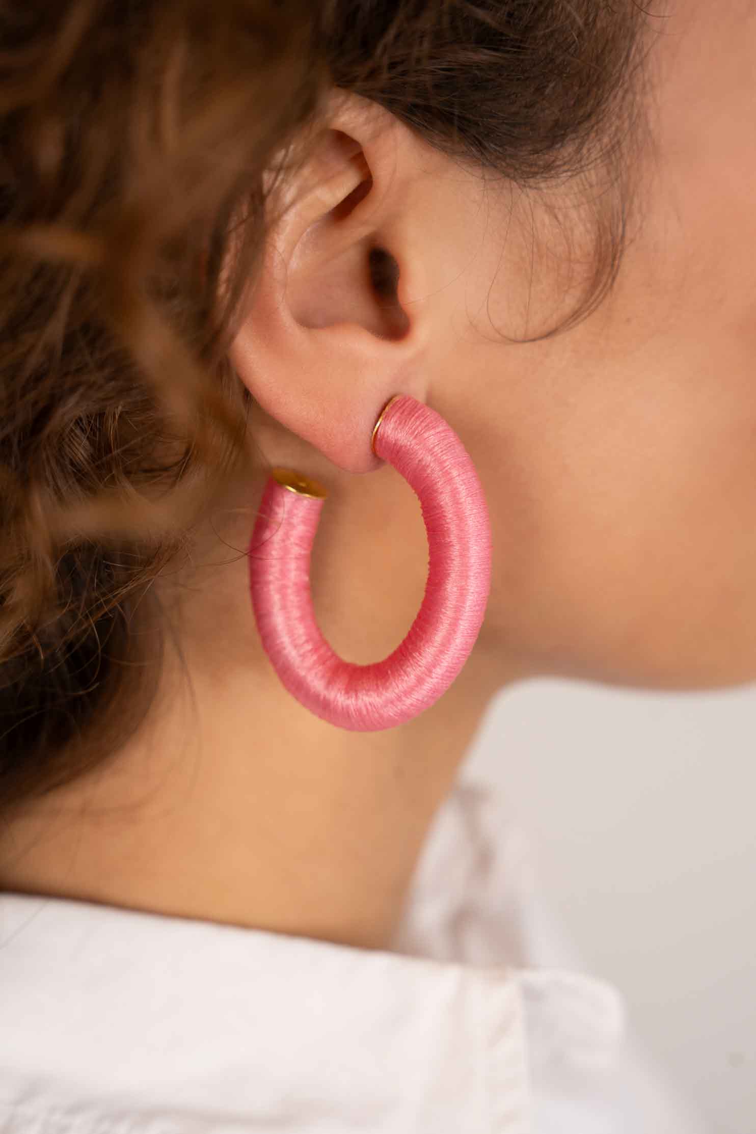 Pink Earrings Creole Amara L