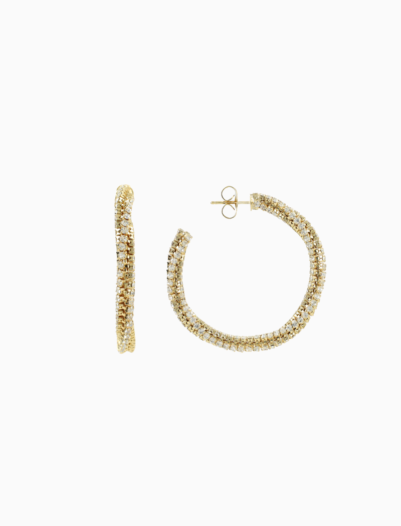 Gold/Crystal Earrings Stevie Twisted Tennis Hoop L