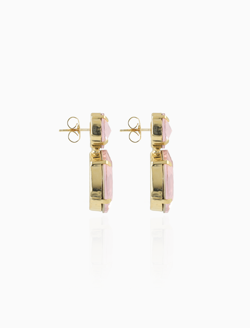 Roze Oorbellen Drop with Earstud L Barbara