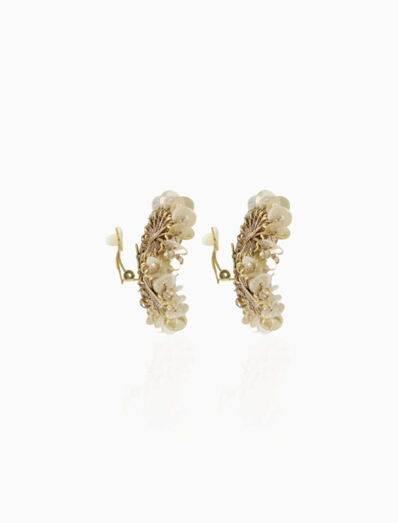 Champagne Oorbellen Flower w/ Sequins Clip Earring S Aster