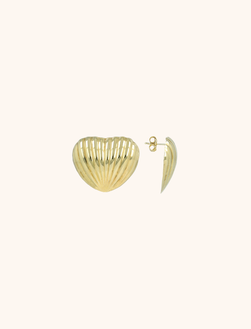 Gouden Oorbellen Heart Shell Stud