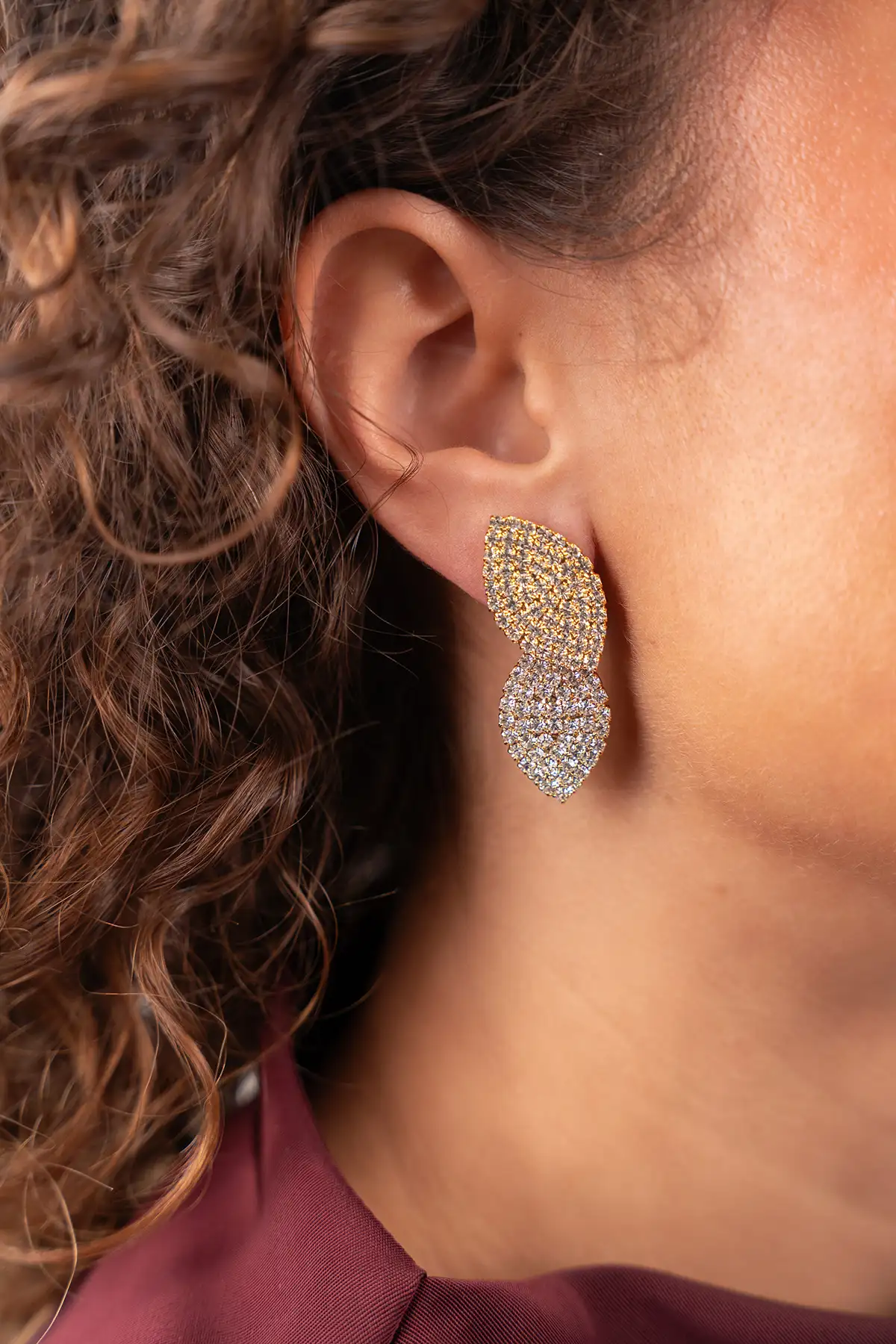 Gouden Oorbellen Double Leaf Sil