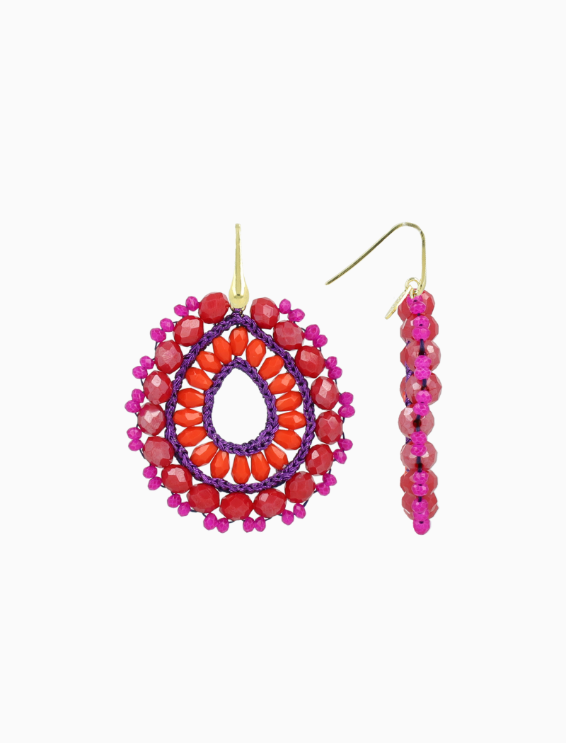 Fuchsia Oorbellen Vos Open Drop L Irr. Stones
