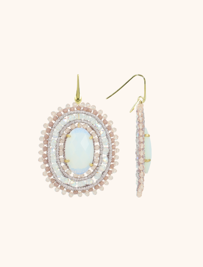 Kristall Rosa Ohrringe Jamie Filled Oval 3 Rings With Stone  
