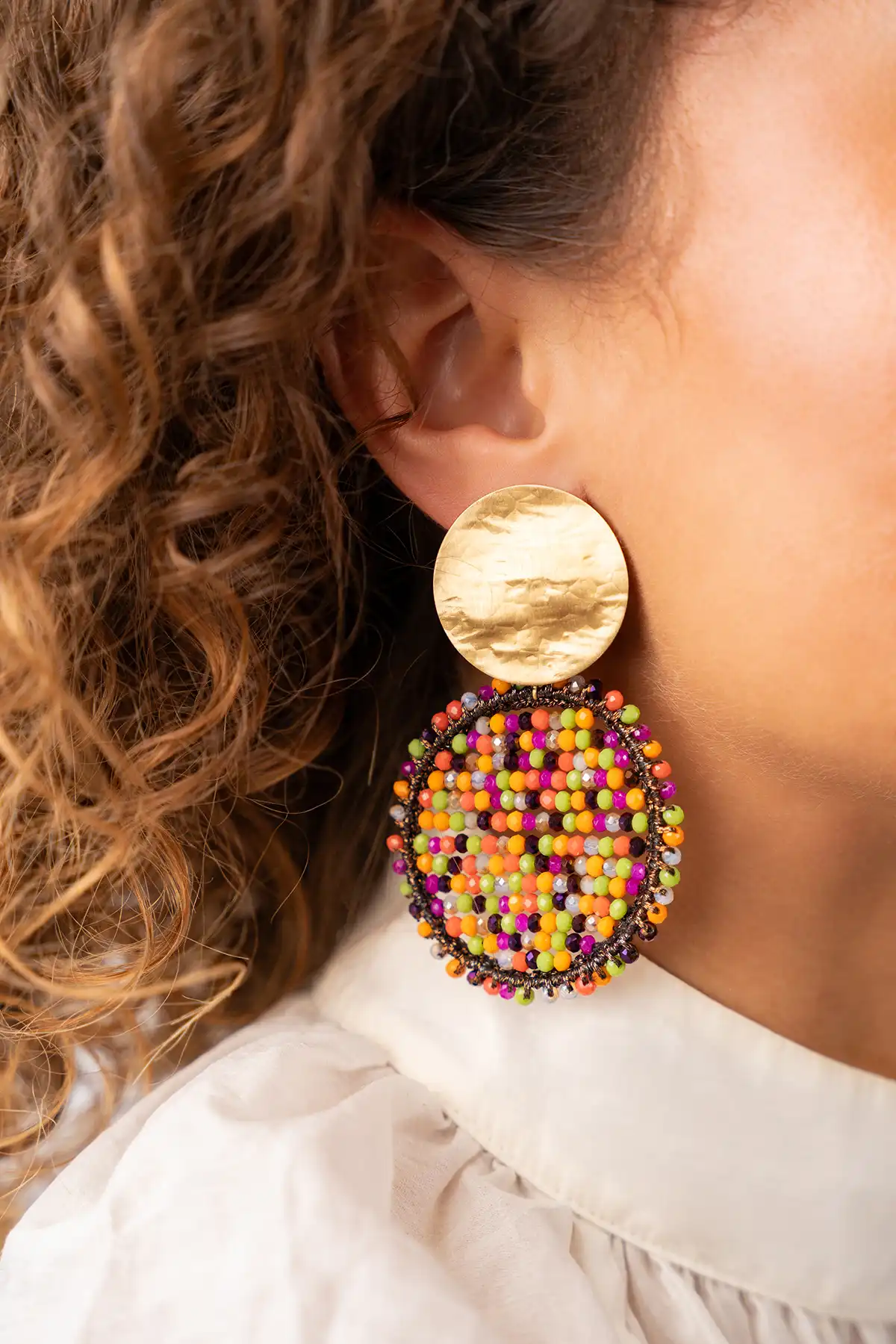 Fall Multi Mix Oorbellen Isabella Circle Abacus Double Stones L